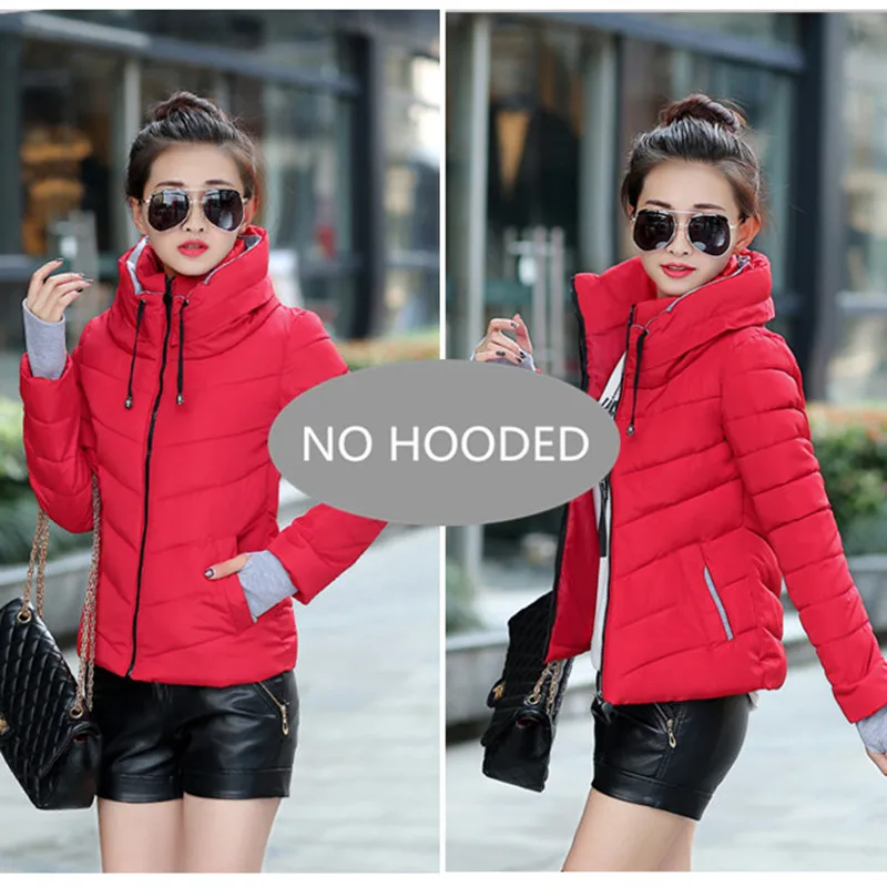 No Hooded--Red Новое Женское модное пальто зимняя куртка женская верхняя одежда короткая стеганая куртка Женская парка с подкладкой Женское пальто - Цвет: No Hooded--Red
