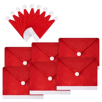 

Best 26 Pieces Christmas Santa Hat Covers,Include 6 Pieces Santa Hat Chair Covers and 20 Pieces Santa Hats Silverware Holders