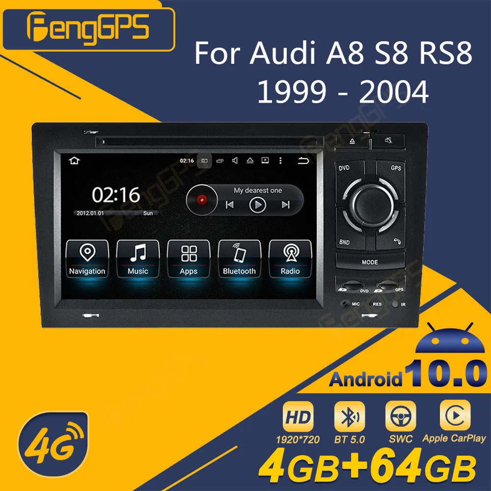 

For Audi A8 S8 RS8 1999 - 2004 Android Car Radio 2 Din Stereo Receiver Autoradio Multimedia DVD Player GPS Navigation Head Unit