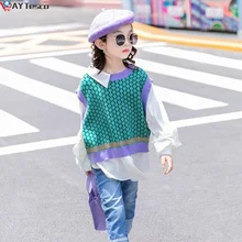 Pull pour filles de 10 à 12 ans, faux deux pièces, à la mode, printemps automne, pour adolescentes