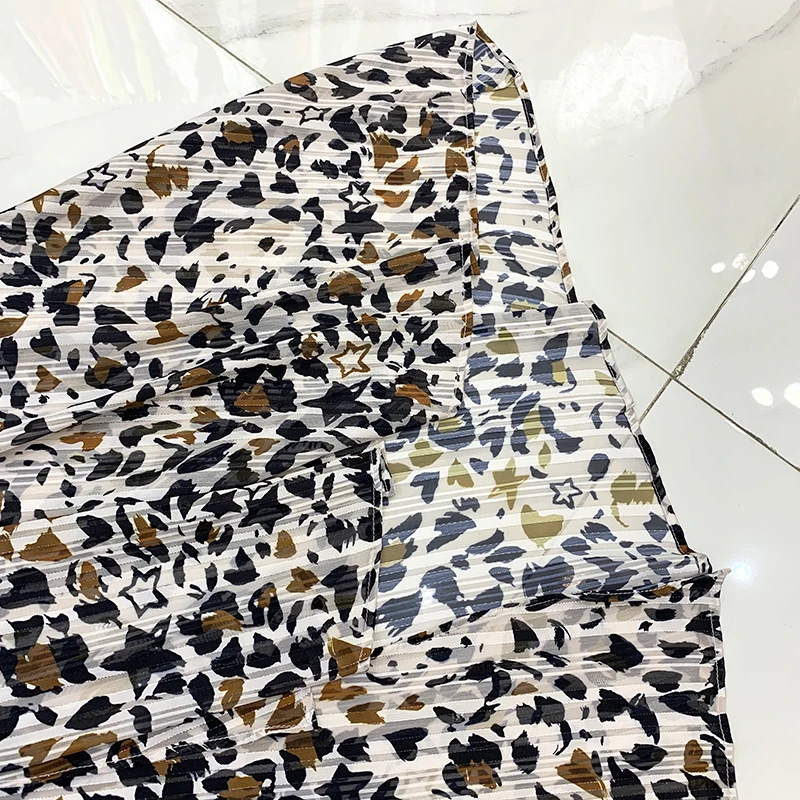 VERDEJULIAY High Street style плиссированные платья с леопардовым принтом для женщин, весна, новинка, подиумное дизайнерское модное асимметричное платье миди