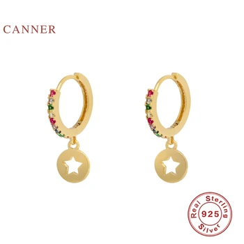

CANNER 1 Pair Colored Diamond Star Stud Earrings 925 Sterling Silver Fashionable Earrings For Women Jewelry Aretes De Mujer