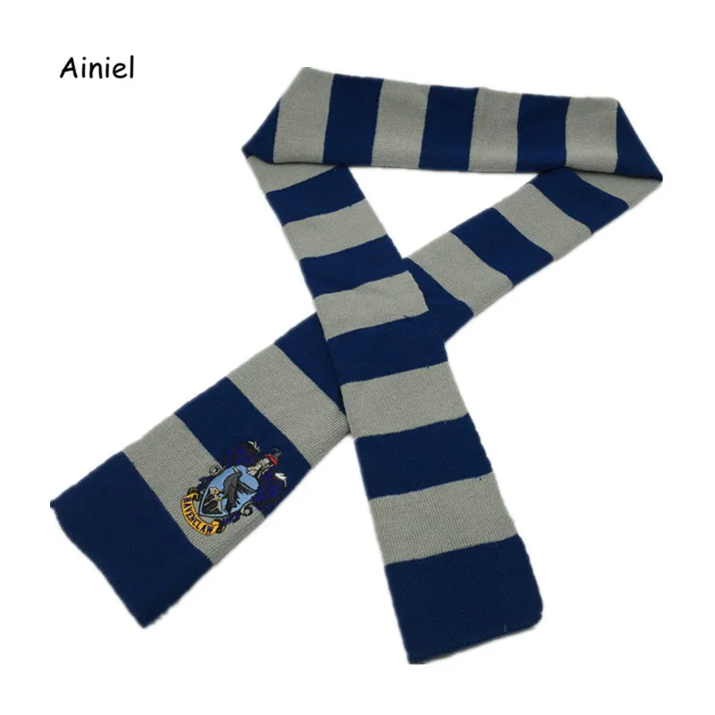 Ravenclaw scarf Айниель Хогвартс школьный шарф для косплея Гермионы грэнджер Костюм Гриффиндор Слизерин Hufflepuff Ravenclaw шарф шейный платок шарф - Цвет: Ravenclaw scarf