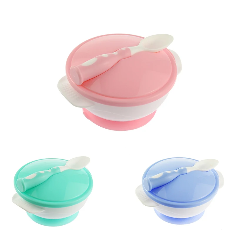 

Baby Tableware Safety Silicone Children Feeding Bowl Set Suction Cup Non-Slip Kids Training Dishes Anti-hot Utensils+Spoon