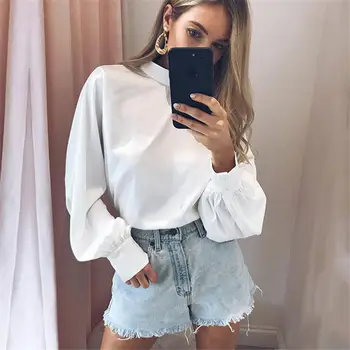 

Women Work Blouses 2020 Fashion Long Sleeve Blouse Shirt Solid Elegant White Office Lady Shirt Casual Tops Blusas Chemise Femme