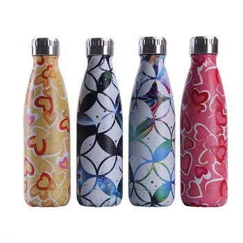 

Creative Water Bottle 500ml Lovely Heart Stainless Steel Vacuum Flask Thermos Insulated Cold Cup Camping Sport Drink Bottle Mug