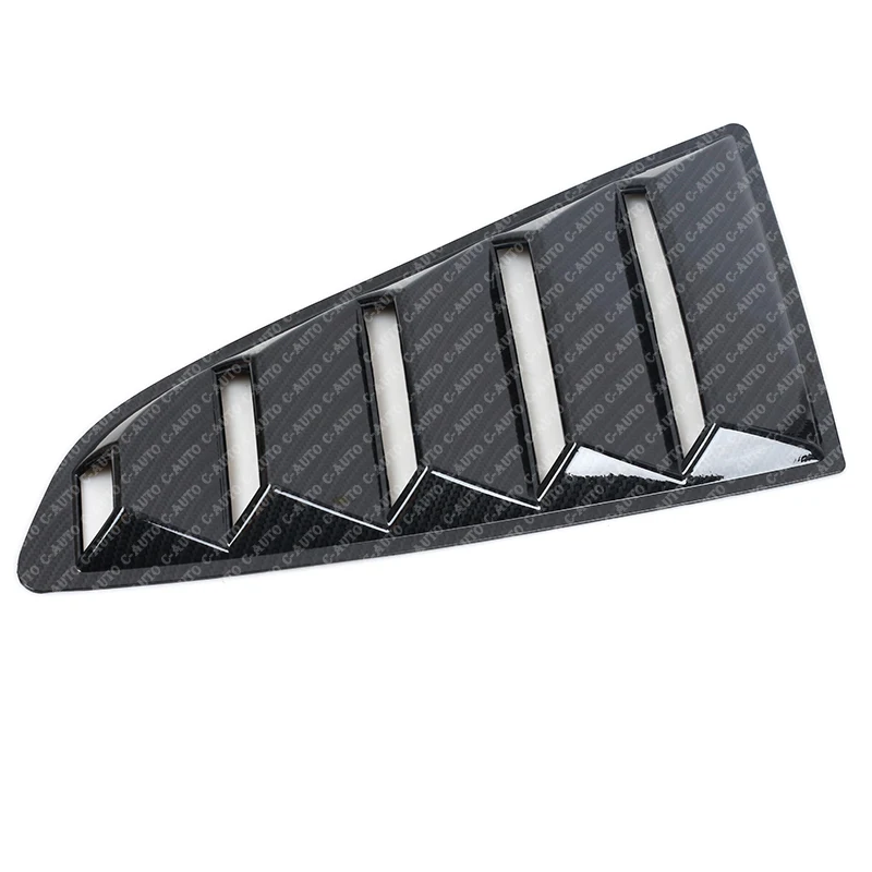 Car Side Window Louver Car Side Window Scoop Five Slot Open Louvers Cover Carbon Fiber Look Style 1/4 Quarter For Ford Mustang 2015 -