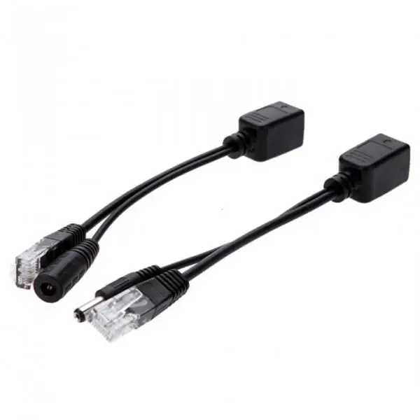 

5.5x2.1mm Power Over Ethernet PoE Adapter Injector + Splitter Kit Black