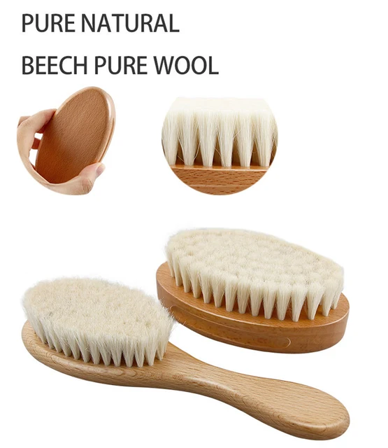 Juego de 4 cepillos para el pelo del bebé, cerdas naturales, previene y  trata la tapa de la cuna, peine de madera, cepillo de bebé para masaje,  regalo