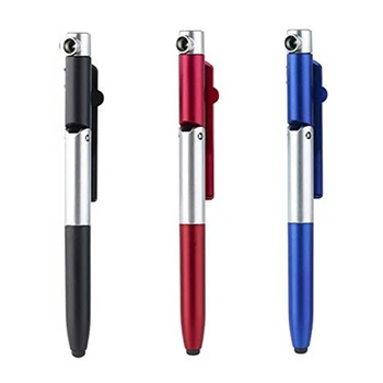 

Multi-function 4 in 1 Pen Ballpoint Pen Folding led Light Mobile Phone Stand Holder School Office Writing Stationery Supplies