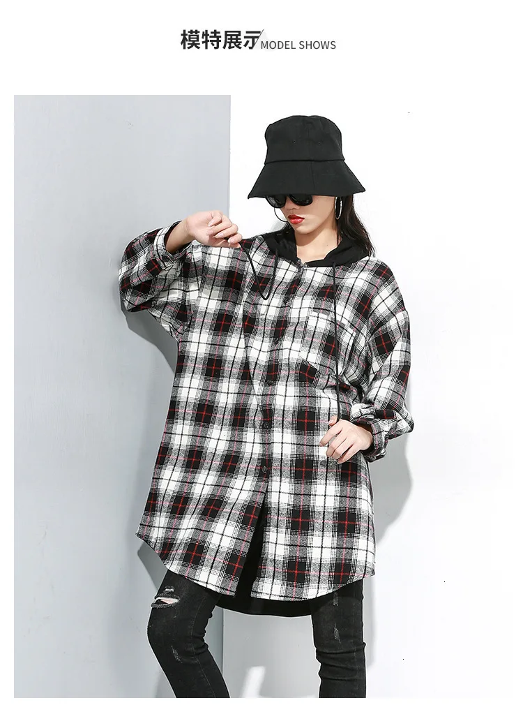 TVVOVVIN, клетчатое Свободное пальто с капюшоном, женское,, зимнее, необычное, однобортное, лоскутное, с буквенным принтом, пальто, черное, QYF1346