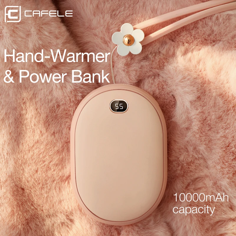  Calentadores de mano Cafele 10000mAh banco de energía móvil para USB iPhone Samsung Xiaomi LED Univ