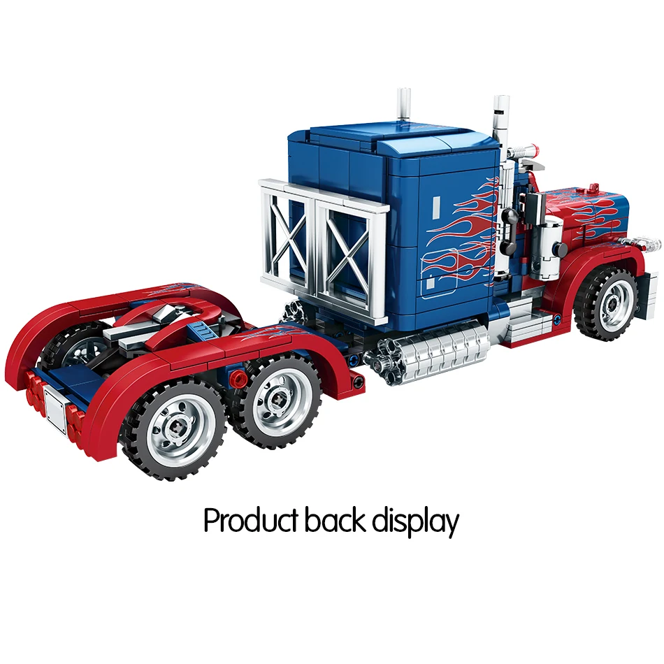 Puxar para trás Blocos de Construção do Carro Brinquedos para Meninos Sembo Cidade Clássico Técnica Peterbilt Recipiente Pesado Caminhão Tijolos 849 Pçs 9 trás blocos de construção do carro técnica