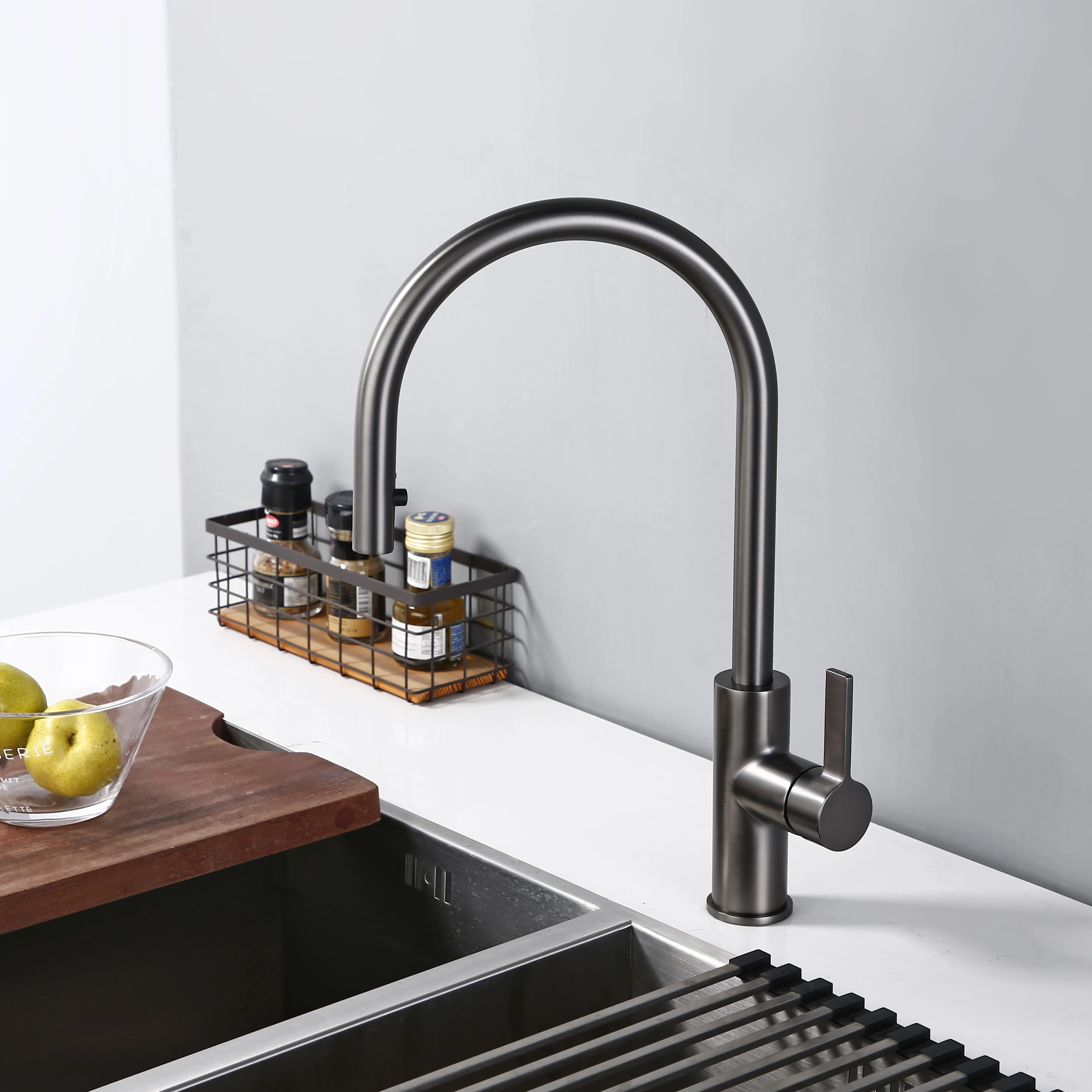Single Handle Pull Out Kitchen Faucet Brushed Gunmetal Matt Black Rotation Kitchen Hot And Cold Water Sink Taps Kitchen Faucet Kitchen Faucets Aliexpress