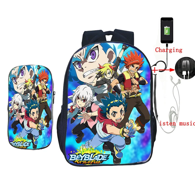 Beyblade usb зарядка школьная сумка 2 шт./компл. рюкзак для подростков мальчиков и девочек дорожные сумки на плечо детская книга Mochila с коробкой для ручек - Цвет: 16