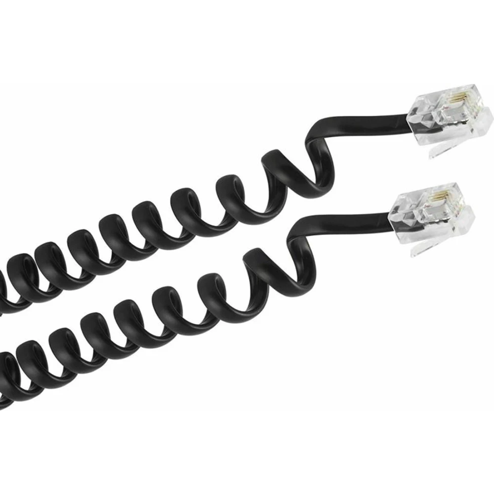 Spring Line Black Telephone Cord Wire 5M Pure Copper Core + PVC Long Handset Receiver Phone Cable For Home Office