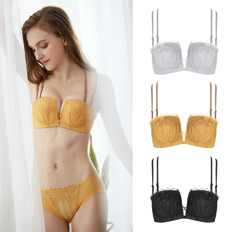 

Free Shipping Promotion 2020 Comfortable Gather Bra Lace Sexy Seamless Underwear Ladies Bra Without Underwire