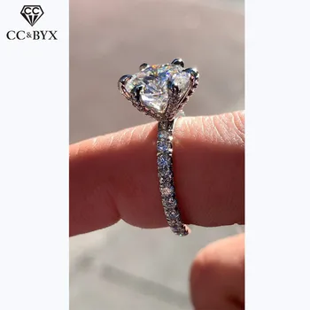 

CC Rings For Women Silver 925 1ct Cubic Zirconia Flower White Gold Color Engagement Wedding Jewelry Ring Drop Shipping CC3121