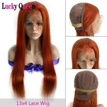 

Lucky Queen Peruvian Straight 13x4 Lace Front Human Hair Wigs #350/Orange Color For Black Woman 100% Remy Hair Pre Plucked
