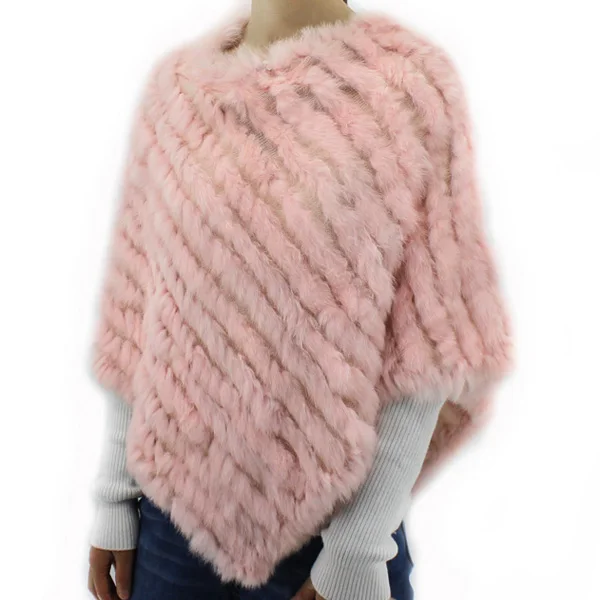 pink Новое поступление, женское пончо из натурального кроличьего меха, шарфы, Женский натуральный кроличий мех, шаль, треугольная накидка - Цвет: pink