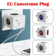Standard EU Plug Conversion Socket with USB Tpye-C Switch Smart Socket Fast Charging 4 Outlet Wall Extension Desktop for Home