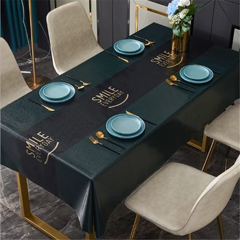

Navy Blue Dark Green tablecloth Waterproof Oilproof Thick Rectangular tablecloth on the table Dining Tea Table Cover tapete