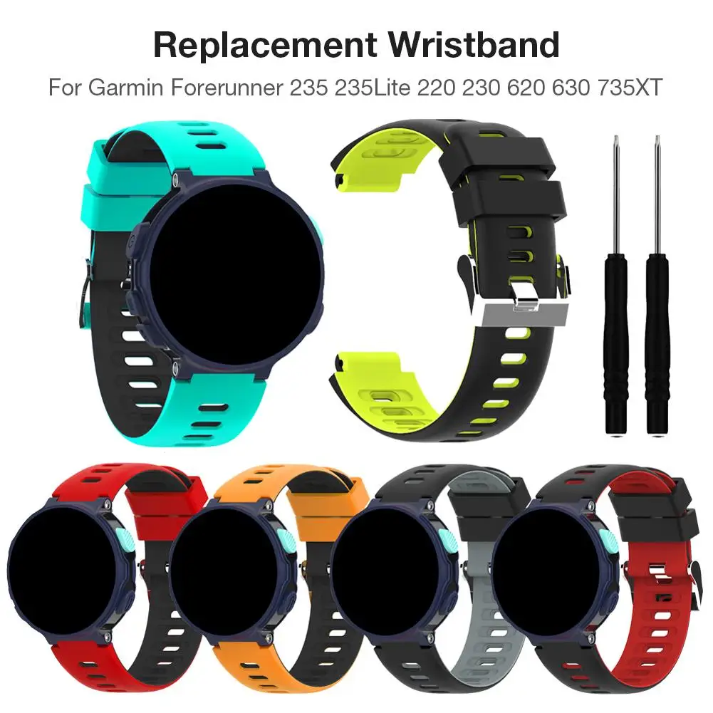 

High Quality 22MM Two Colors Soft Silicone Replacement Band For Garmin Forerunner 235 235Lite 220 230 620 630 735XT Smart Watch