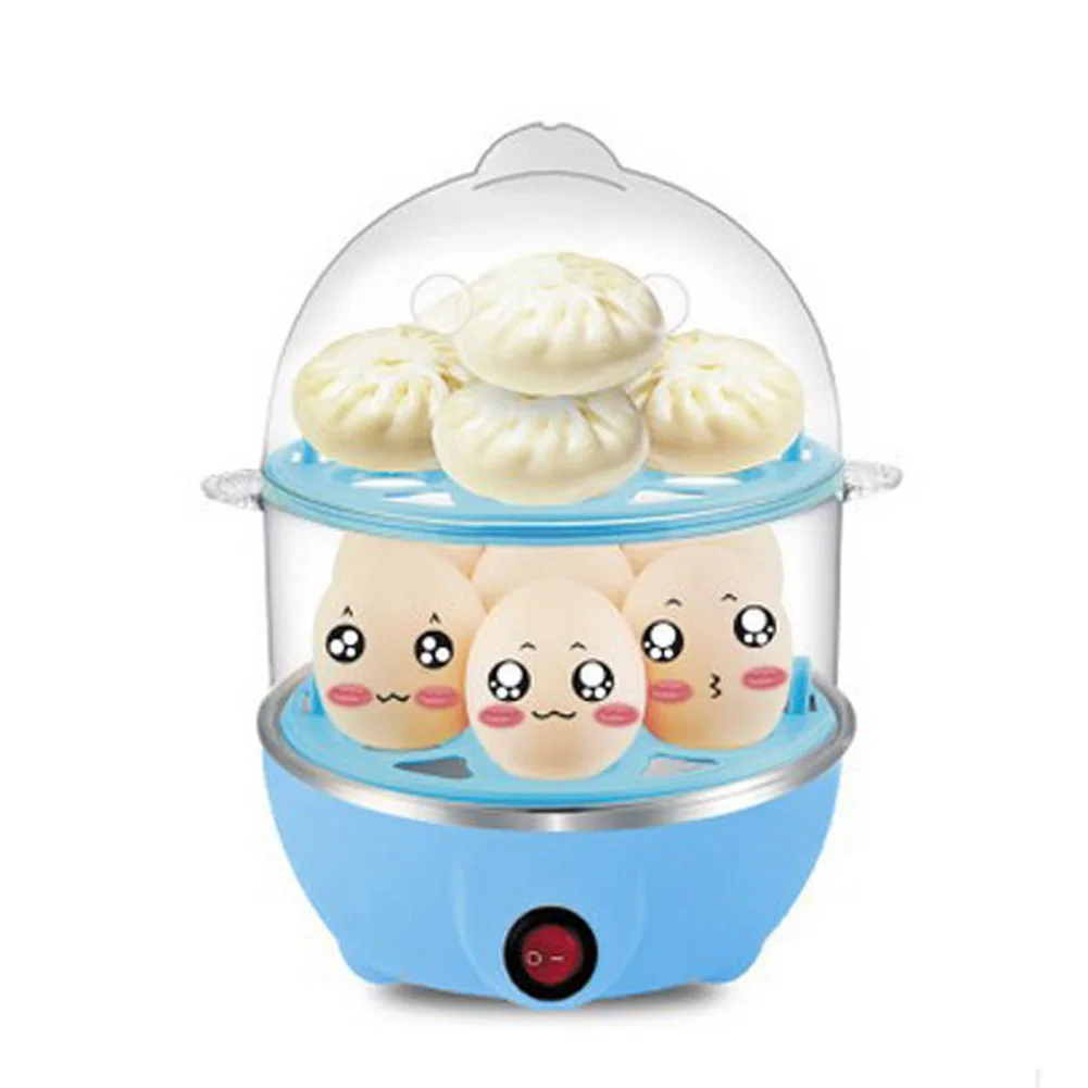Синий 2-Layer Rapid Egg Cooker Steamer Electric Egg Poacher Boiler 14 Egg Capacity Removable Tray AUG889 - Цвет: Синий