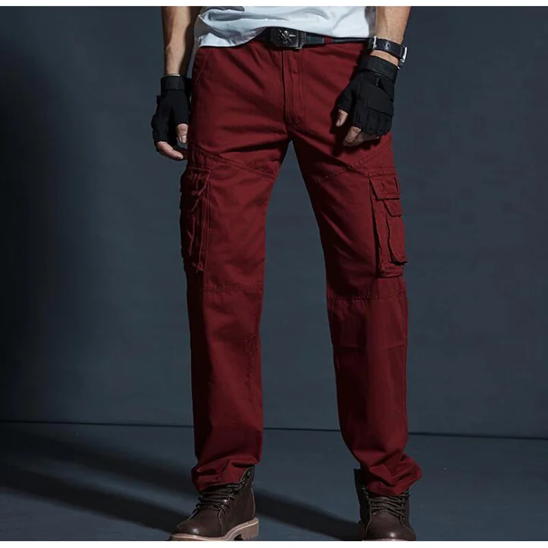 New Mens Cargo Pants Men Cotton Pants Casual Loose Comfortable Pocket Trousers Joggers Cotton Pants