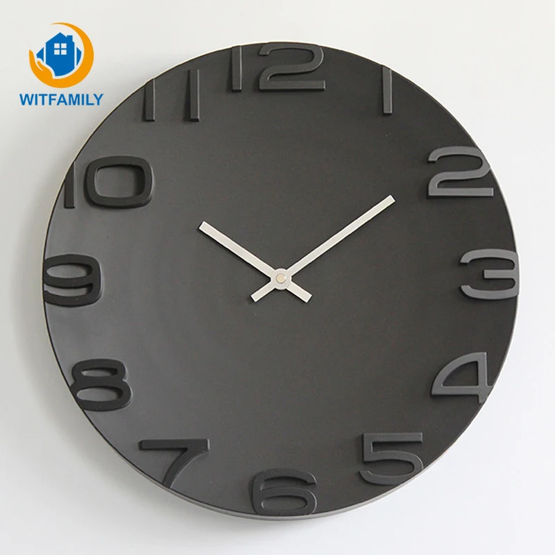

Silent 14 Inch Wall Clocks Modern Design Nordic Simple 3d Wall Clock Large Digital Watch For Bedroom Home Decor