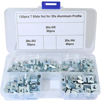 

120Pcs Slide in T Nut Assortment Set for Aluminum Extrusion Profile Slot 6mm(M3 M4 M5)