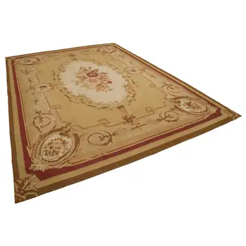 

265x366 Cm Yellow Handmade Aubusson Rugs-9x12 Ft