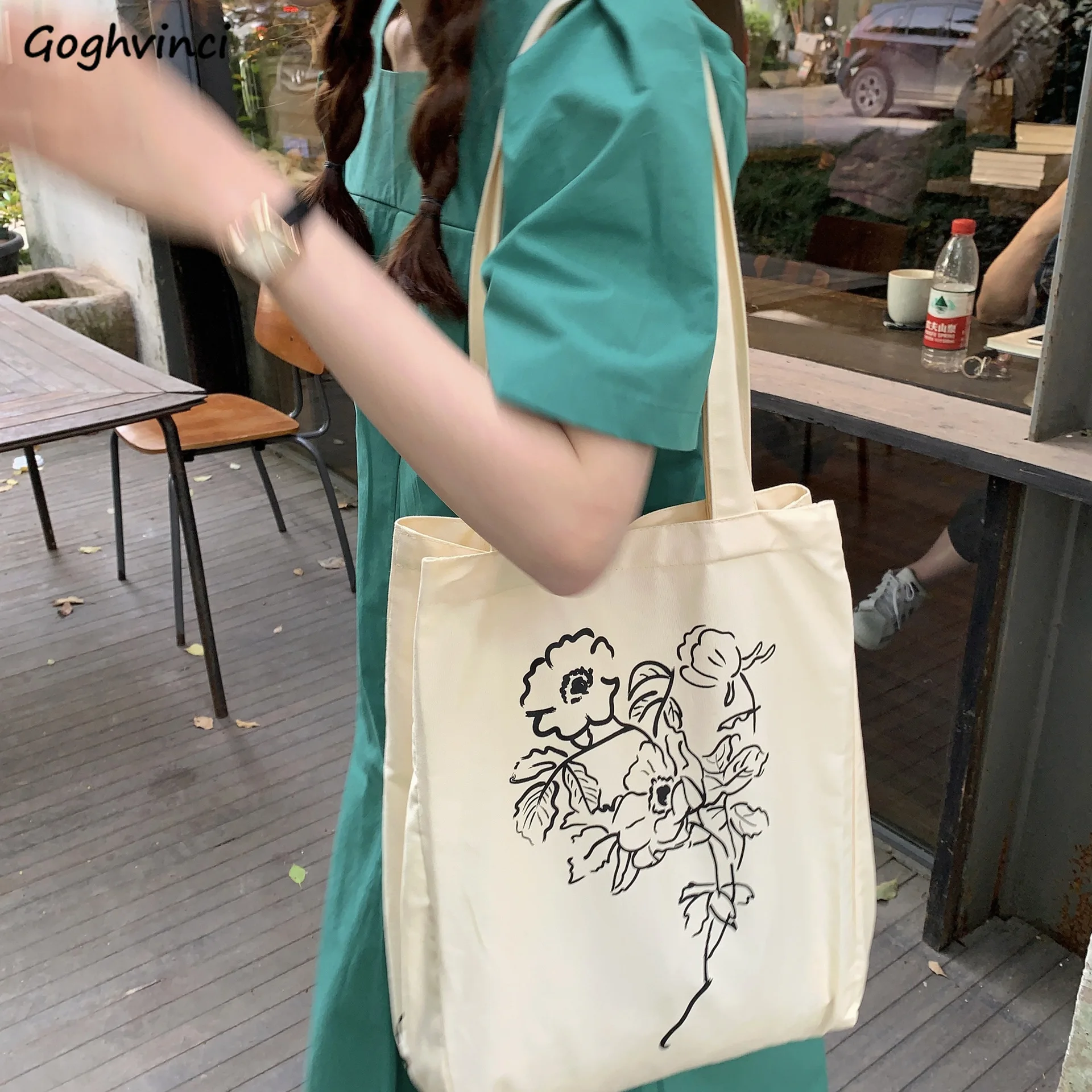 Floral Print Shoulder Bags Women Vintage Canvas Large Capacity Students