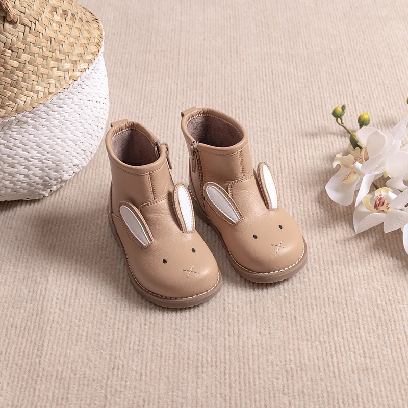 Genuine Leather Girls Boots 2022 Spring High Quelity Cute Animal Children's Shoes Soft Bottom Kids Shoes Baby Leather Sandals children's sandals