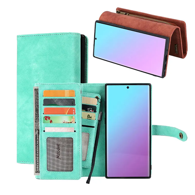 Последний кожаный чехол Megshi для мобильного телефона, подходит для LG Stylo5, мульти-металлическая вешалка кошелек на молнии, съемная карта b