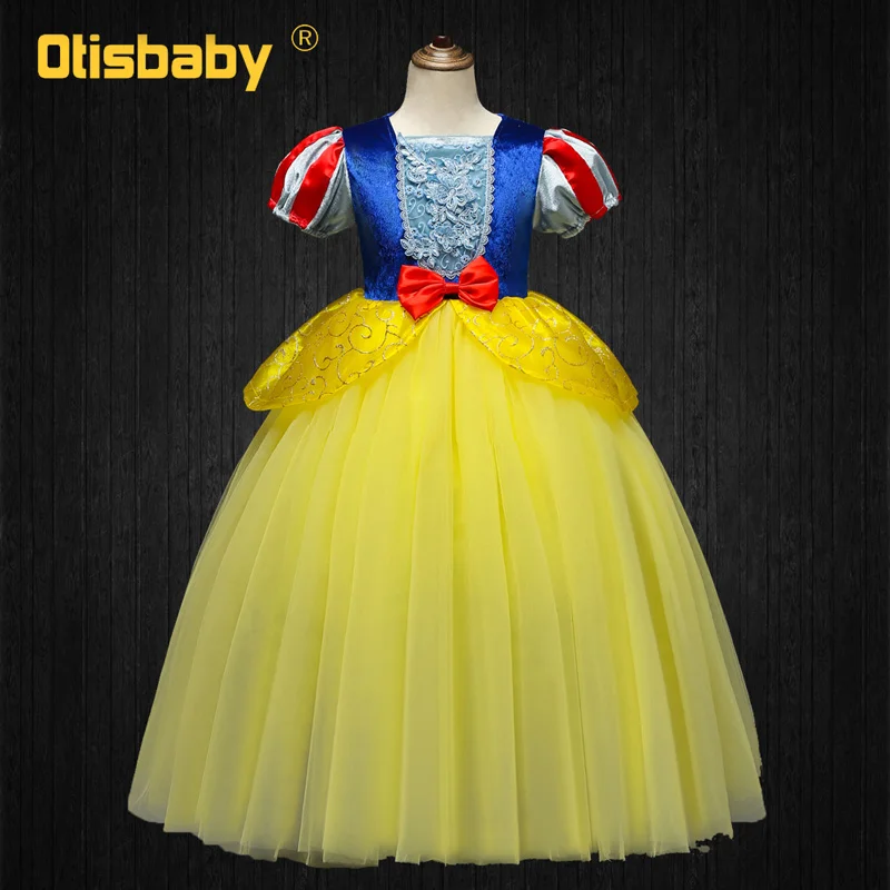 Новогоднее платье принцессы Белоснежки для девочек Карнавальный костюм на Хэллоуин Детские пышные платья с вышивкой детское праздничное платье Золушки - Цвет: A