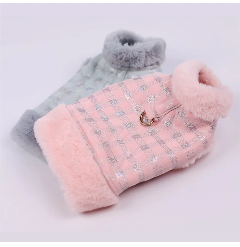 Three color warm winter Dog parka clothing Puppy Clothes Vestidos vest cat Pets dogs coats Jacket Jackets Chihuahua plaid parka