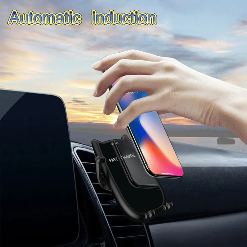 10W Wireless Charger Automatic Induction clamping Lock Car Air Vent Holder For Samsung Galaxy S10 S10+ Iphone XS/XS Max/XR