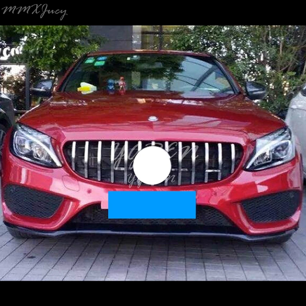 Подходит для Mercedes Benz c-класс W205 15-18 передняя решетка GT серебро с отверстием для камеры