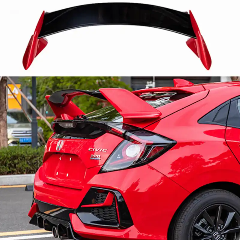 Type R Style Abs Plastic Unpainted Rear Trunk Spoiler Use For Honda Civic Fk7 Tail Wing Decoration 16 18 Aliexpress