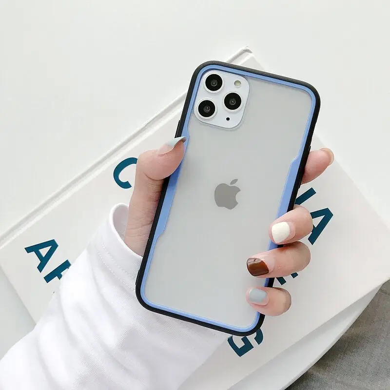 Противоударный цветной бампер Прозрачный чехол для телефона для iPhone 11Pro Max XR XS Max 8 7 6 6S Plus жесткий прозрачный чехол для iPhone 11 - Цвет: T4