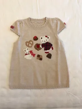 

kids vest wool knitted sweater bear pattern embroidered rabbit pattern sweet kids vest