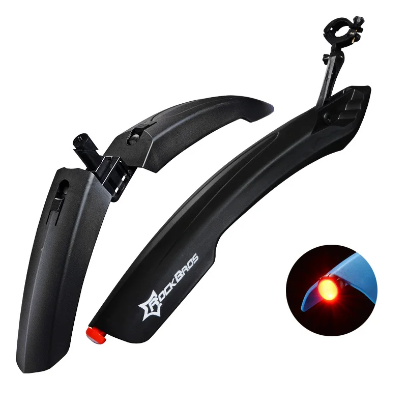 black with led ROCKBROS MTB Велосипедное крыло с светодиодный задний светильник, крылья для велосипеда, крыло для велосипеда, горный велосипед, прочное крыло, Аксессуары для велосипеда - Цвет: black with led