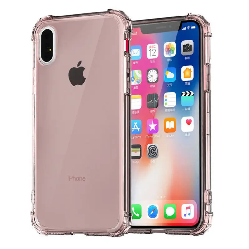 Сверхмощный защитный чехол для iPhone 11 X XS Max Four Corner усиленный силиконовый прозрачный чехол для iPhone XS XR 6 6S 7 8 Plus - Цвет: Rose