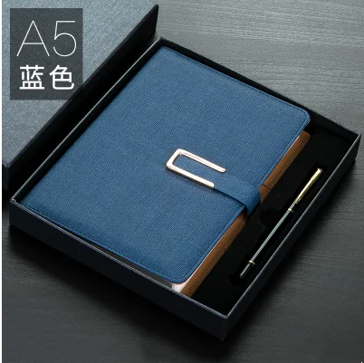 Blue with Box Логотип с именем на заказ А5 блокнот из искусственной кожи для путешественников с пряжкой планировщик блокнот для заметок Дневник Школьные офисные принадлежности коробка подарок - Цвет: Blue with Box