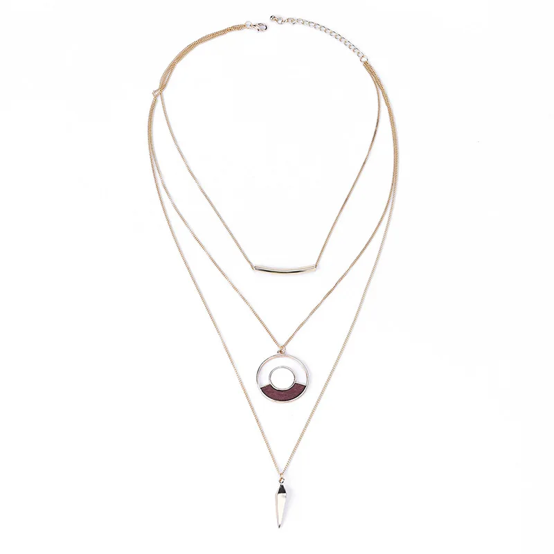 Модное многослойное женское ожерелье круглые ожерелья с подвеской из