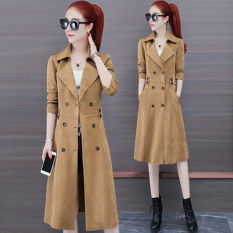 

2019 Autumn And Winter Suede Trench Coat Women's Mid-length Fashion New Style Korean-style Slim Fit Elegant Popular Coat