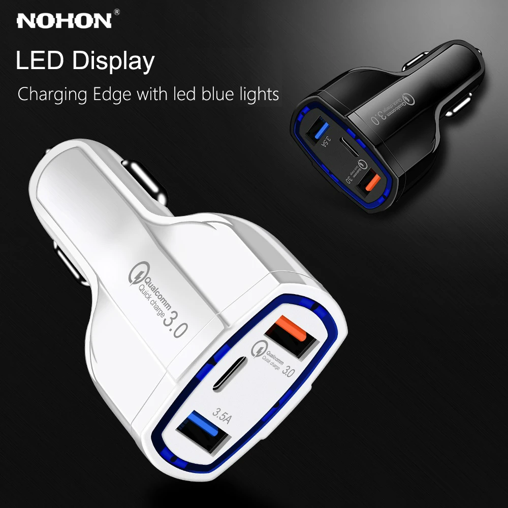 NOHON Quick Charge 3,0 Автомобильное зарядное устройство для iPhone samsung Xiaomi QC3.0 быстрая зарядка автомобильное зарядное устройство двойной USB Автомобильное зарядное устройство для мобильного телефона
