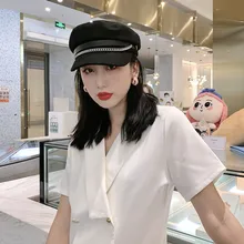 Новая модная женская кепка в стиле милитари, ретро берет, Кепка Капитана, винтажная Классическая Кепка, повседневная темно-синяя кепка boina