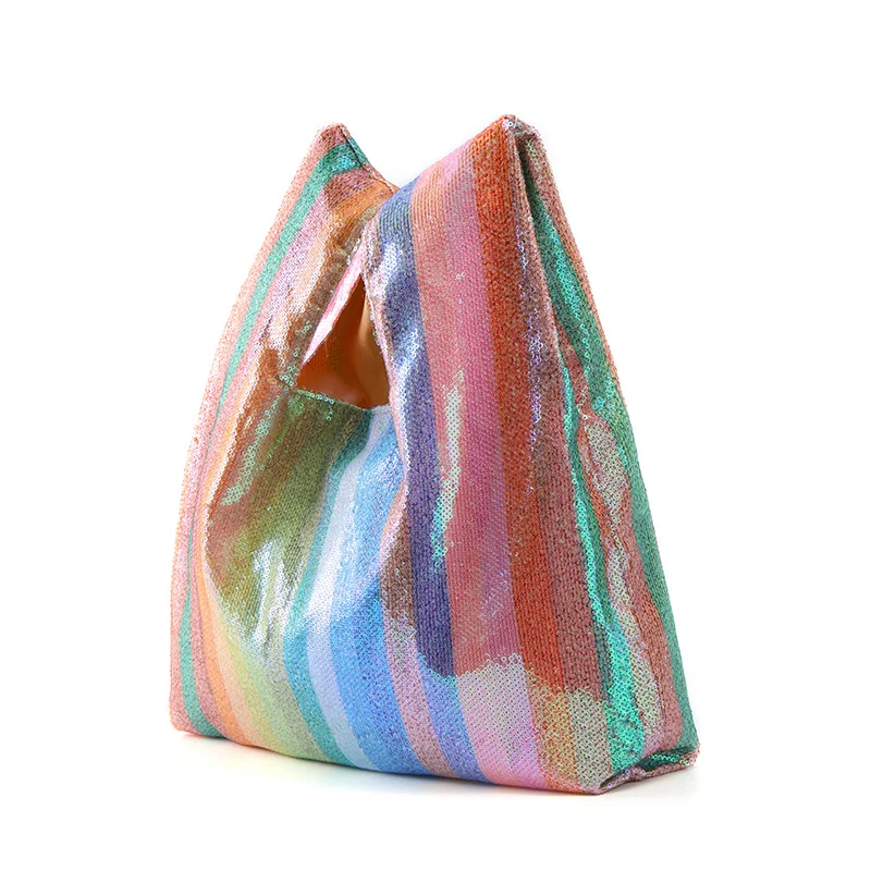 Luxury Handbags Colorful Rainbow Sequins Totes Women Bag Party Evening